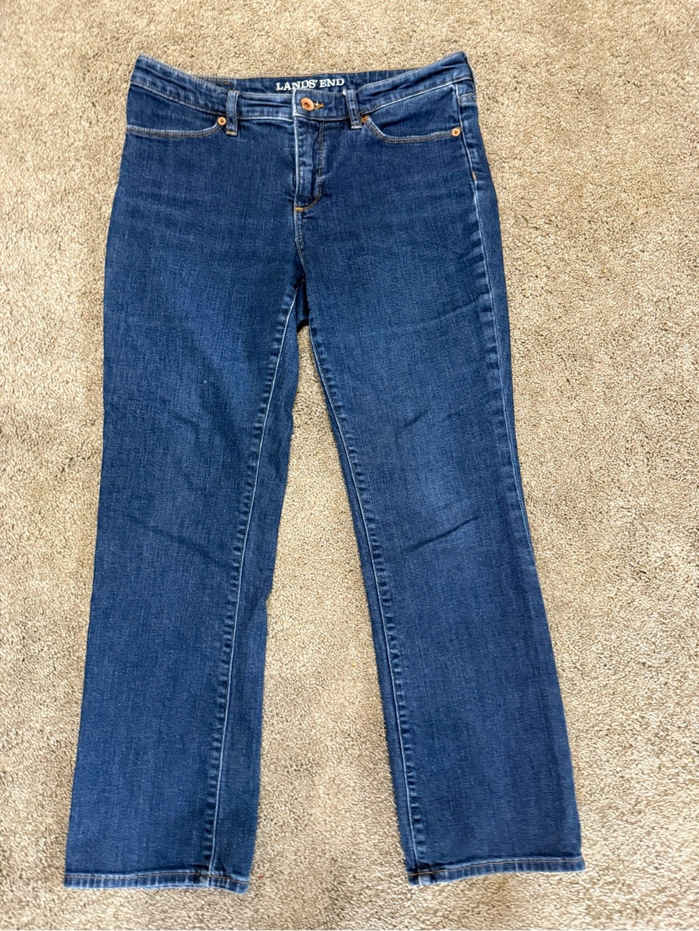 Lands’ End Women’s Bootcut Jeans Fit 2 Size 8P Medium Wash Stretch Denim